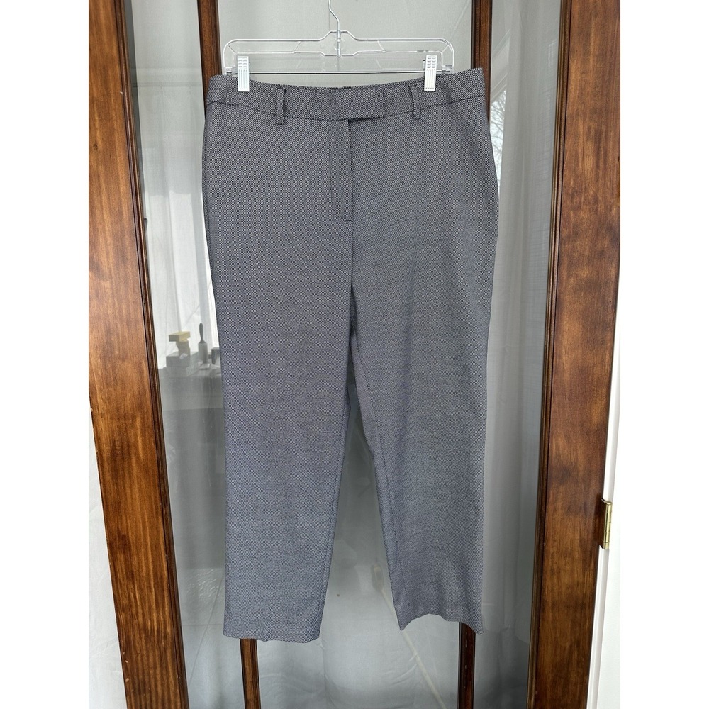 Talbots High Waist Straight Pants Navy White Dots Womens Size 12P Petite Preppy